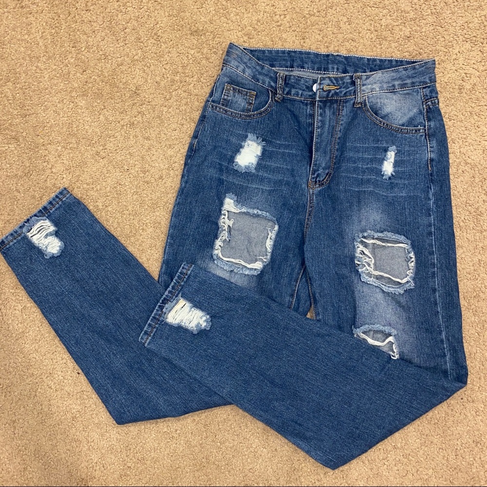 High waisted boyfriend jeans
